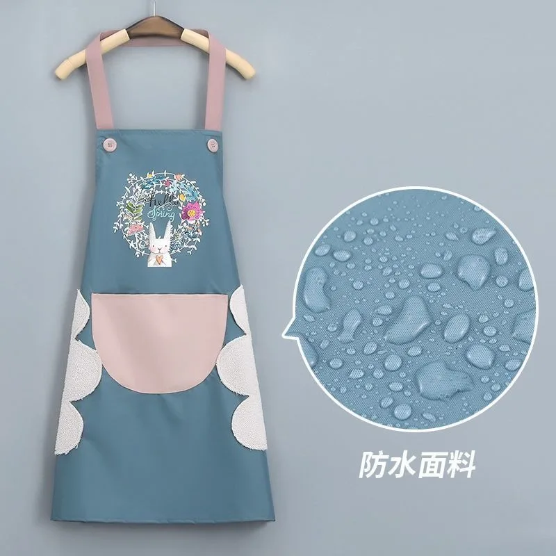 

Cute Cartoon Rabbit Sleeveless Apron Creative Waterproof Cooking Apron Household Kitchen Cleaning Aprons For Coffee Adults