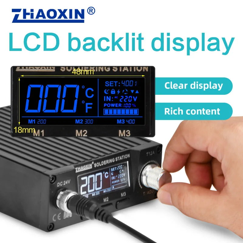 ZHAOXIN T12 Soldering Station 74W Quick Heating LCD Digital Display Electric Welding Iron Temperature Adjustable With Tip 3