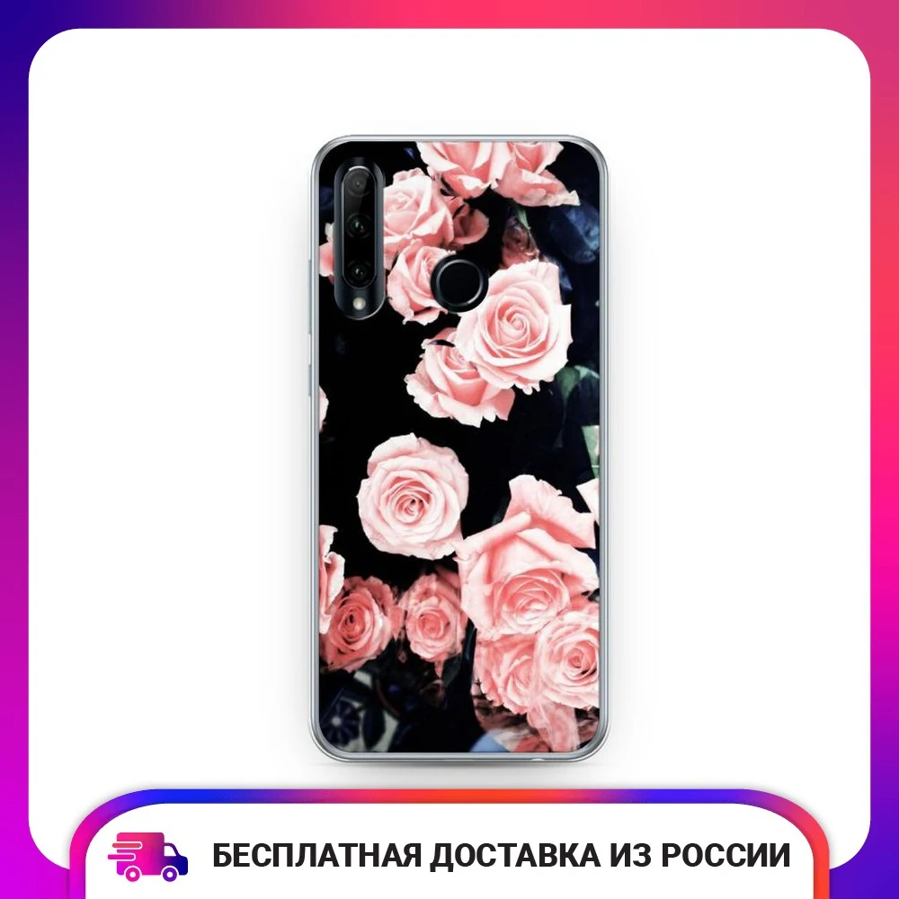Чехол силиконовый для Huawei Honor 20e Чайные розы защитный тонкий мягкий