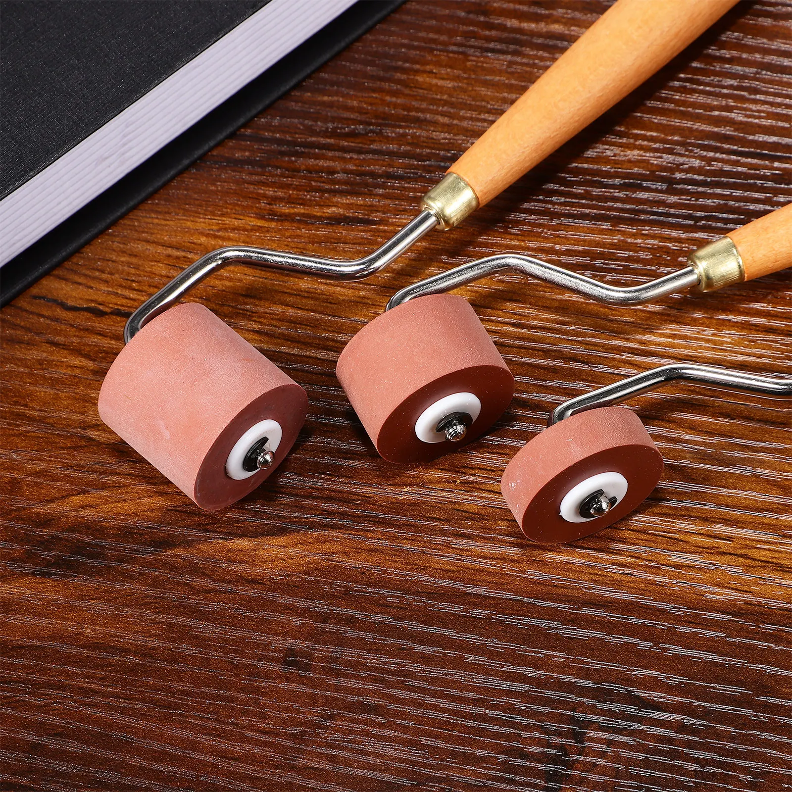 인쇄공예용 고무 롤러 세트 3개, 스탬핑 잉크 도포, 접착제 펴기, 1cm 2cm 3cm 폭 스테인리스
