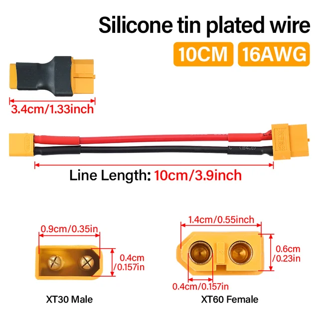 2 Pares ShareGoo EC2 A XT30 Enchufe Macho Hembra Adaptador Con 10CM 16AWG Cable Cable Para RC FPV Drone Car Lipo NiMH Cargador De Batería ESC