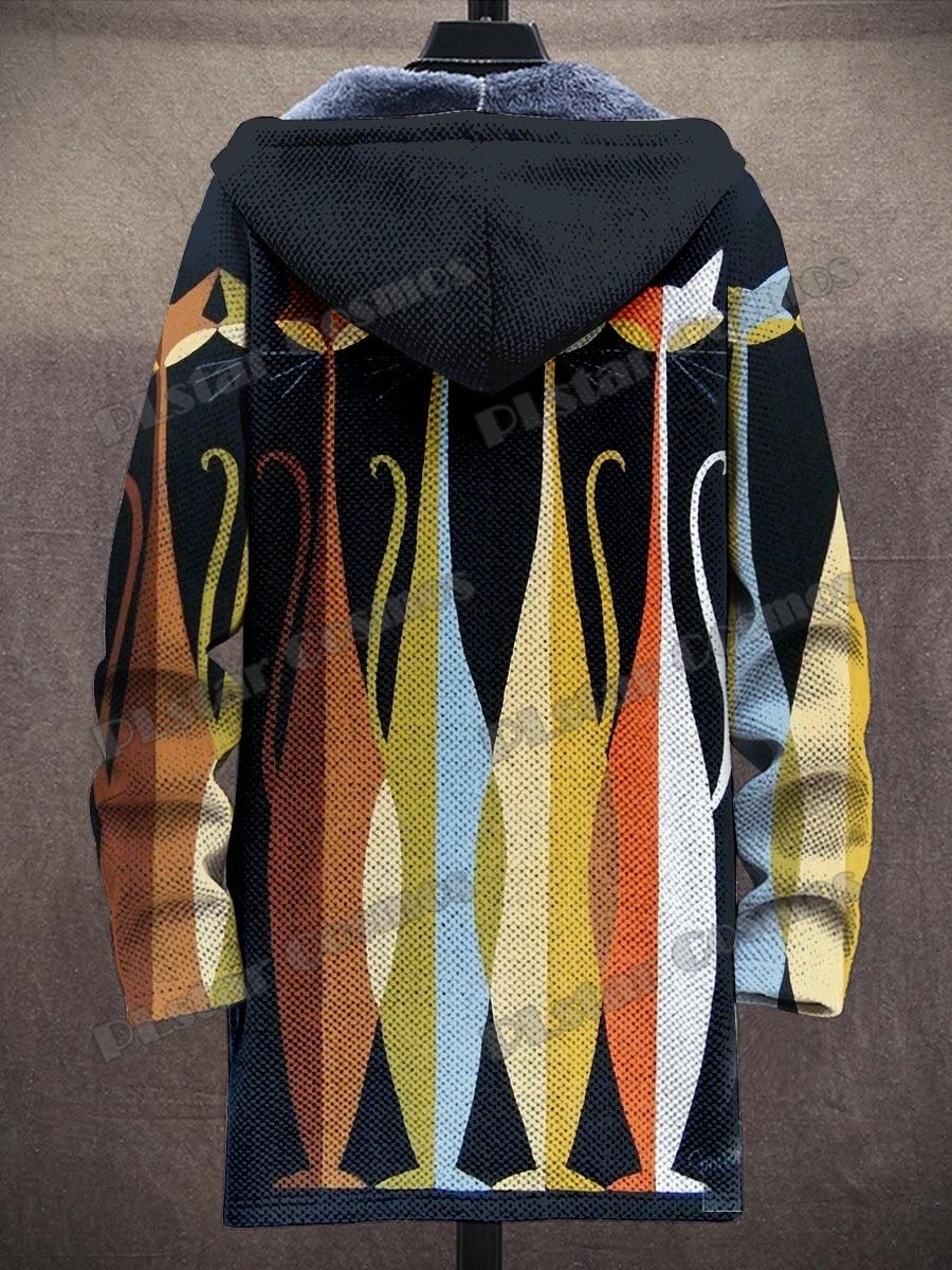 Farbe Geometrische Muster Retro Kunst 3D Gedruckt Herrenmode Plüsch Dicken Kapuzenmantel Winter Casual Warme Reißverschlussjacke CM05 – Detail 8