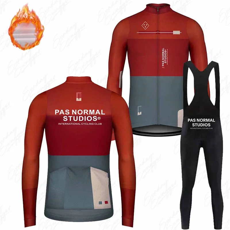 

PNS Men's Winter Warm Fleece Cycling Clothing Long Sleeve Cycling Jersey Set Road Bike Uniform Pas Normal Studio MTB Riding Suit