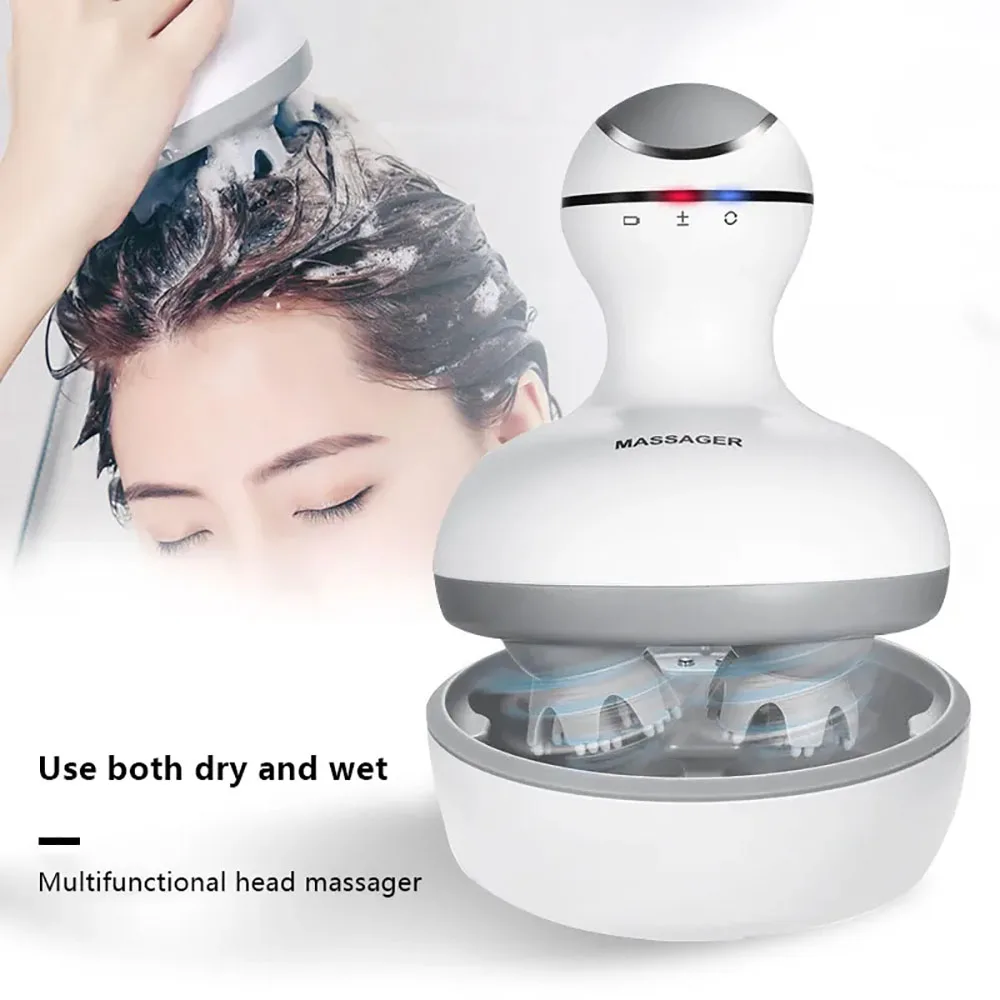 

New Smart Head Massage Instrument Soft Silicone Scalp Massager Electric 3D IPX7 Waterproof Body Massaging Device Shoulder Neck