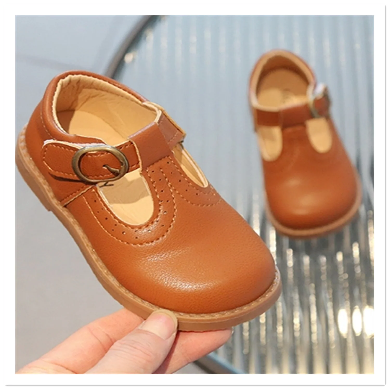 

Black Boys and Girls' Leather Shoes 2023 Spring New British Style Small Leather Shoes Children's Princess Shoes Academy Style Sm