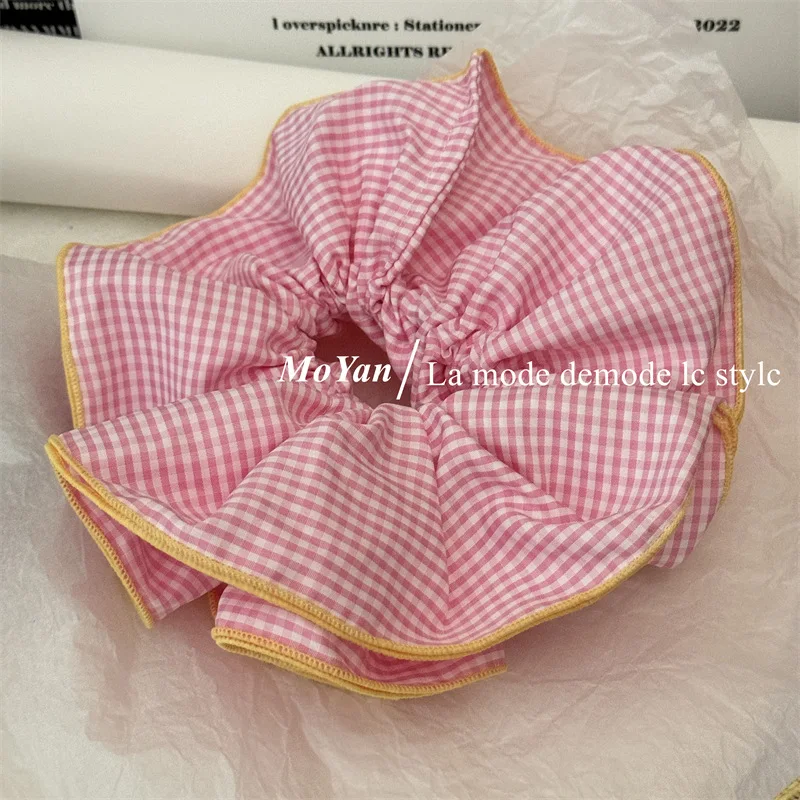 Women's Large Four-Layer Plaid Hair Scrunchie Accessory