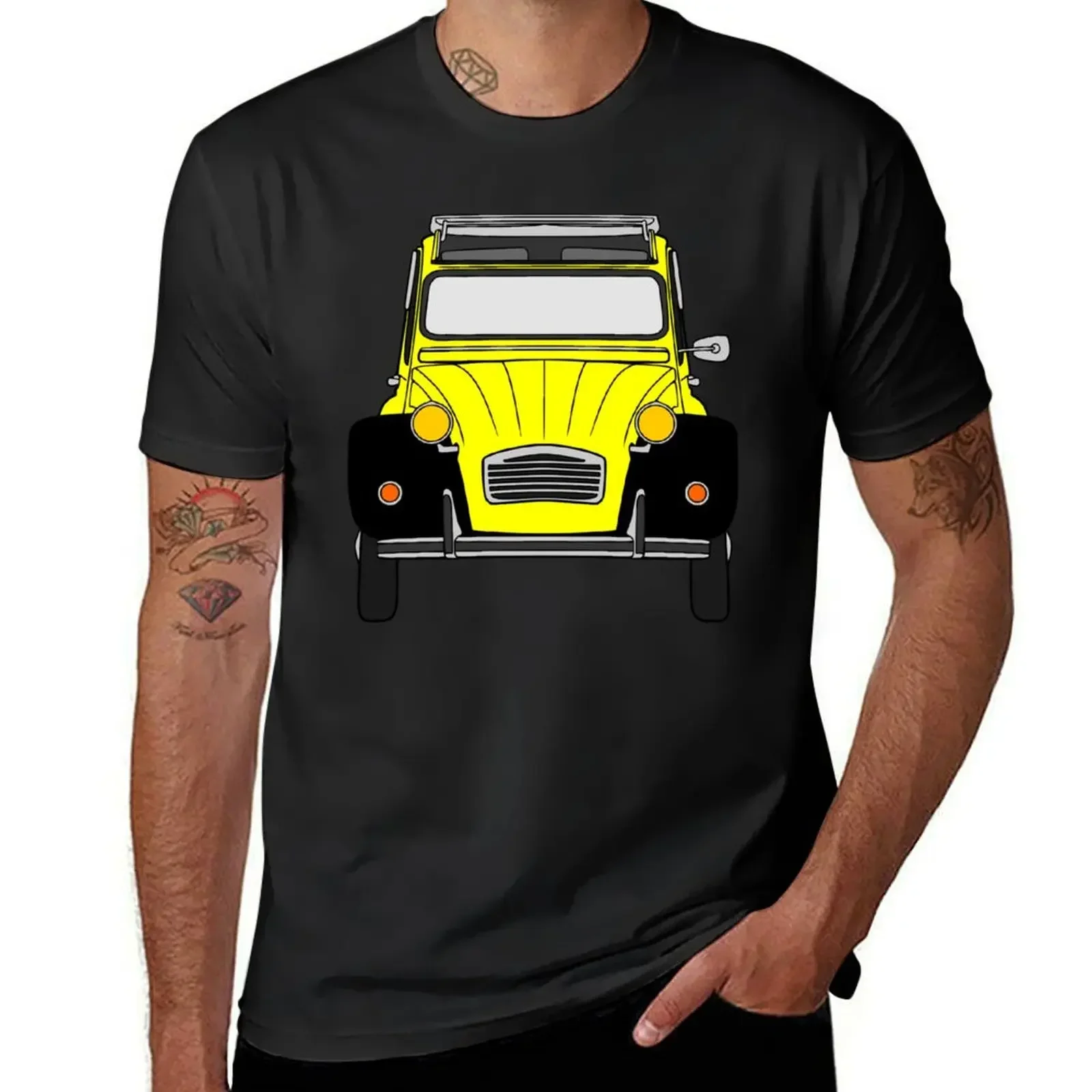 Vintage Yellow and Black Citroen 2CV Graphic Oversized T-Shirt