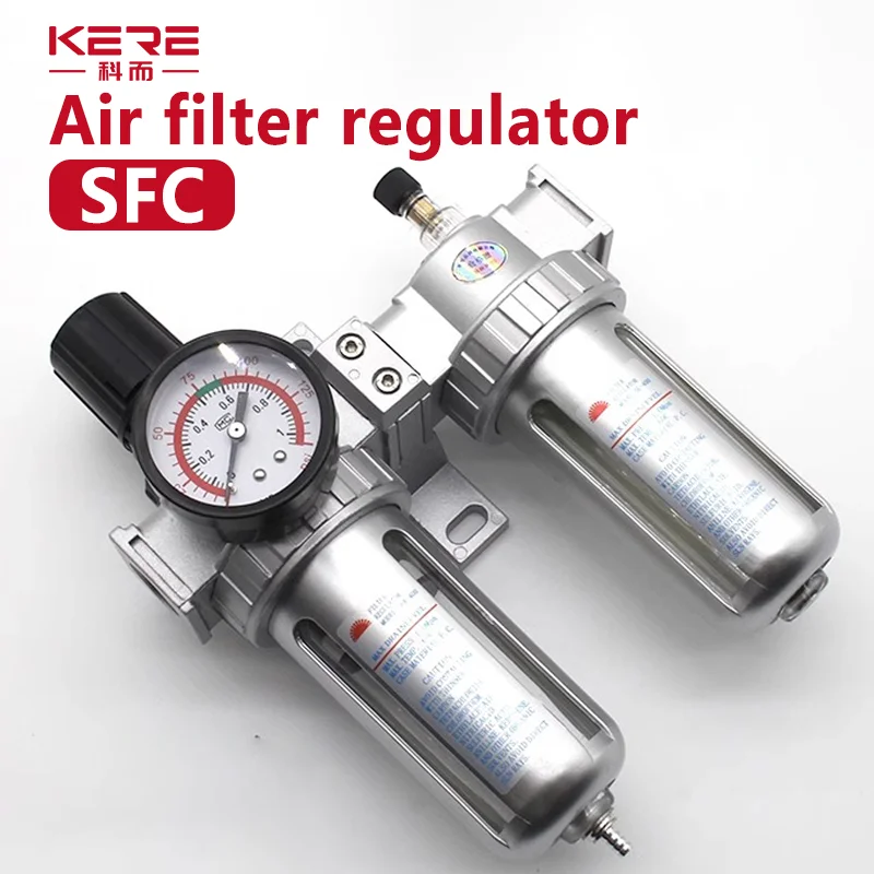 ตัวควบคุมตัวกรองอากาศวาล์วควบคุมการแยกน้ำน้ำมันสำหรับคอมเพรสเซอร์นิวเมติก SFC400 1/2 SFC300 3/8 SFC200 1/4 1