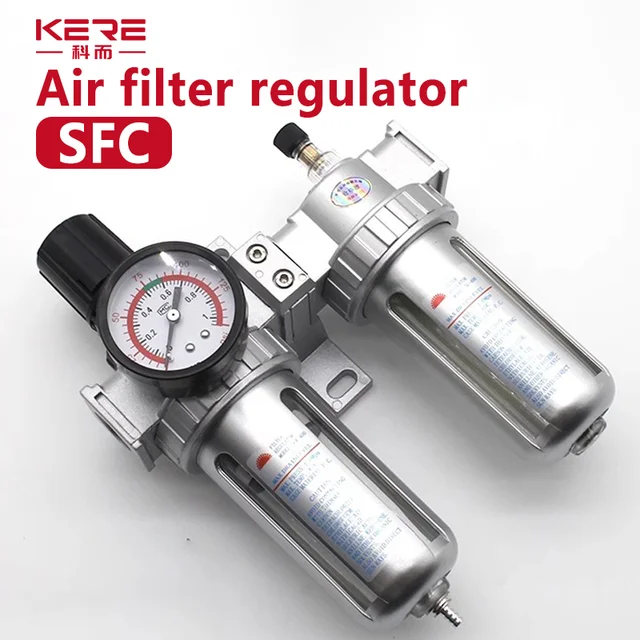 ตัวควบคุมตัวกรองอากาศวาล์วควบคุมการแยกน้ำน้ำมันสำหรับคอมเพรสเซอร์นิวเมติก SFC400 1/2 SFC300 3/8 SFC200 1/4 1