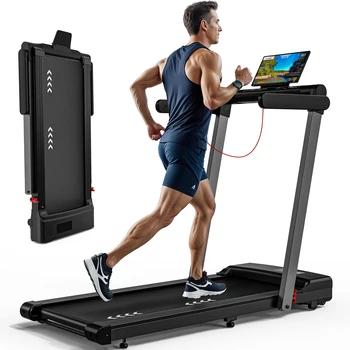 Tapis roulant 2 in 1 per la casa, 12 km/h, doppio display LED, 12 programmi, pieghevole, assorbimento degli urti, compatibile con app