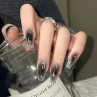 24pcs Gradient Fake Nails French Ballerina Nail Waterproof Faux Medium Coffin false nails Fingernails Press on Nails Tips 4