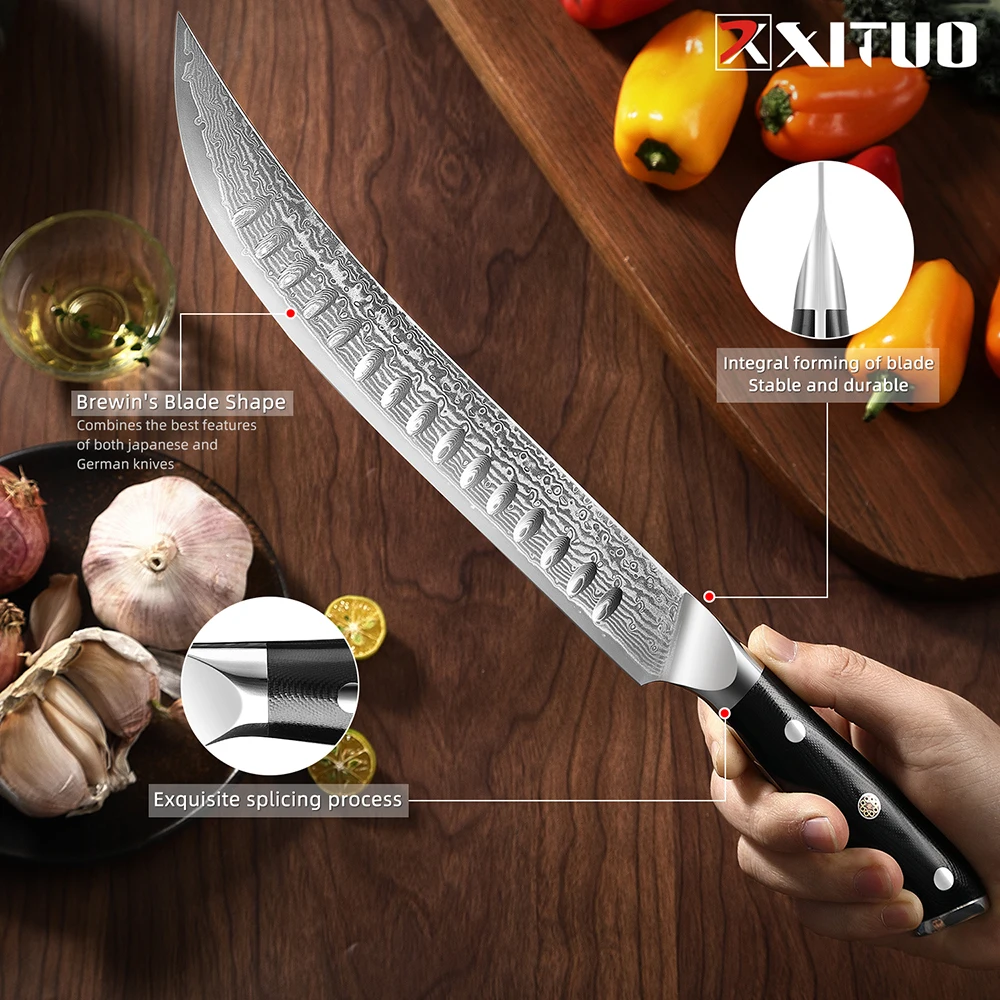 VG10 Slicing Knife, 12 inch Japanese Carving Knife Ultra Sharp Forged High  Carbon Stainless Steel Long Brisket Knife For Meat Cutting BBQ Full Tang