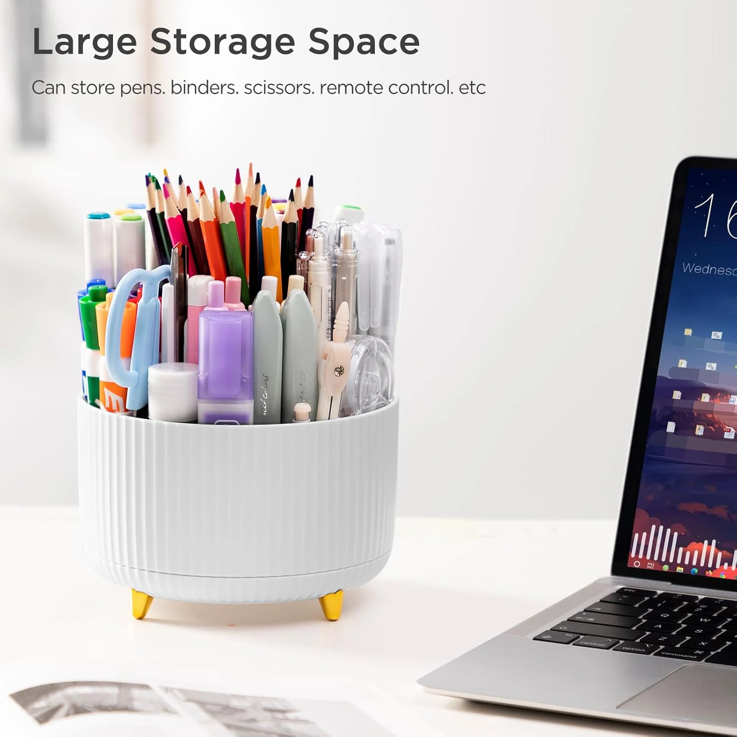 Pen Holder 5 Slots 360 Degree Rotating Desk Organizer Desktop Storage Stationery Supplies