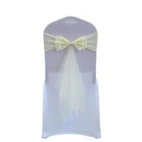 1Pcs Chair Sashes Ribbon Gauze Cover Belt Knot Bow For Hotel Country Wedding Ceremony Events Birthday Party Home Seat Decoration 3