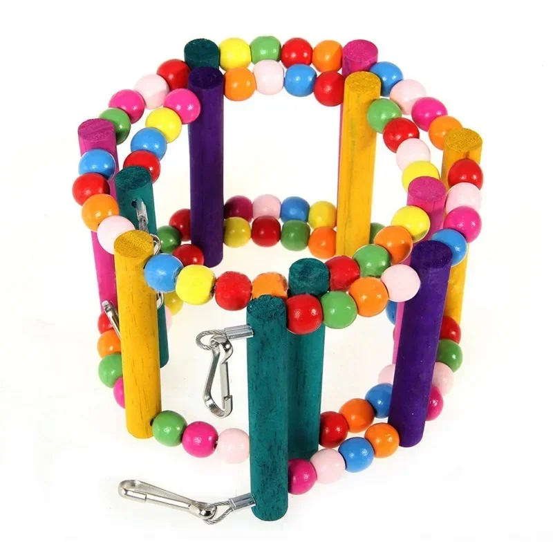 Bird Toys Set Swing Chewing Training Toys Small Parrot Hanging Hammock Parrot Cage Bell Perch with Ladder Pet Supplies 1pc