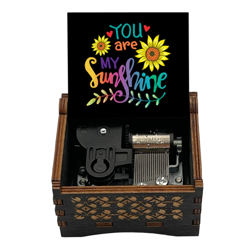 You Are My Sunshine Automatic Knob Movement Wooden Music Box Room Decoration Ornaments New Year Birthday Gift For Adult
