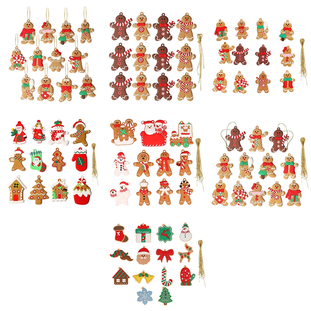 Creative Gingerbread Man Hanging Pendant Soft Pvc Gingerbread Man Hanging Ornaments Reusable Lightweight for Home New Year Decor