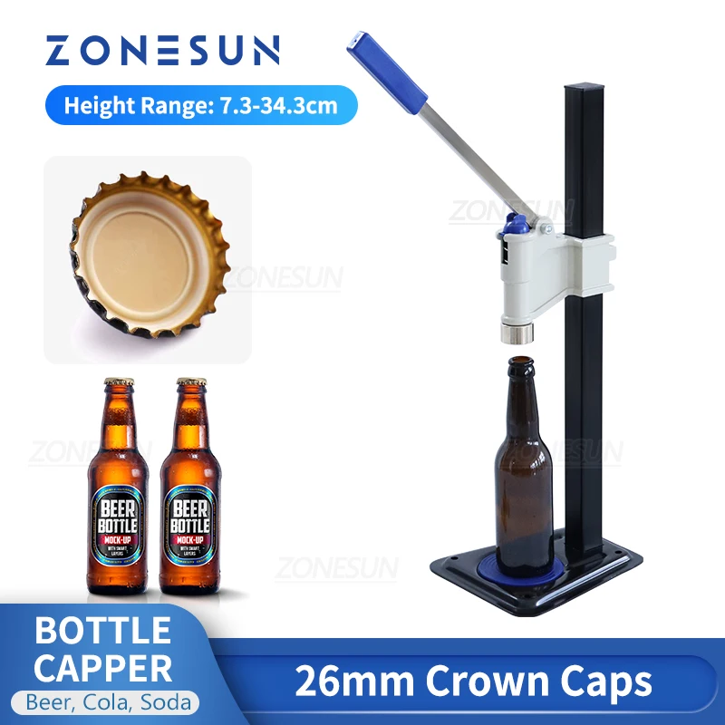 

ZONESUN машина для укупорки пивных бутылок, ручной инструмент для укупорки, для колы, для мороженого, молока, мягких напитков