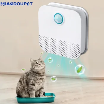 MIAODOUPET 스마트 고양이 냄새 청정기, 고양이 쓰레기통 탈취제, 개 화장실 충전식 공기 청정기, 애완 동물 탈취, 4000mAh