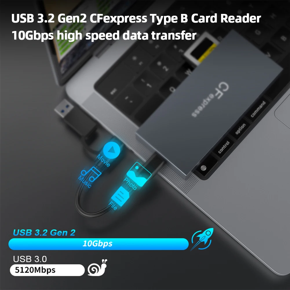 CFexpress 타입 B/CF/XD/MS/SD/TF 메모리 카드 리더, USB 3.2 Gen2, 10Gbps 휴대용 CF 익스프레스 리더, 윈도우 XP 맥 OS X용, 6 in 1