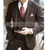 2024 Men's Wool Suit Formal 3 Pieces Slim Fit Shawl Lapel Tweed Prom Tuxedos For Wedding Groomsmen (Blazer+Vest+Pants) 5