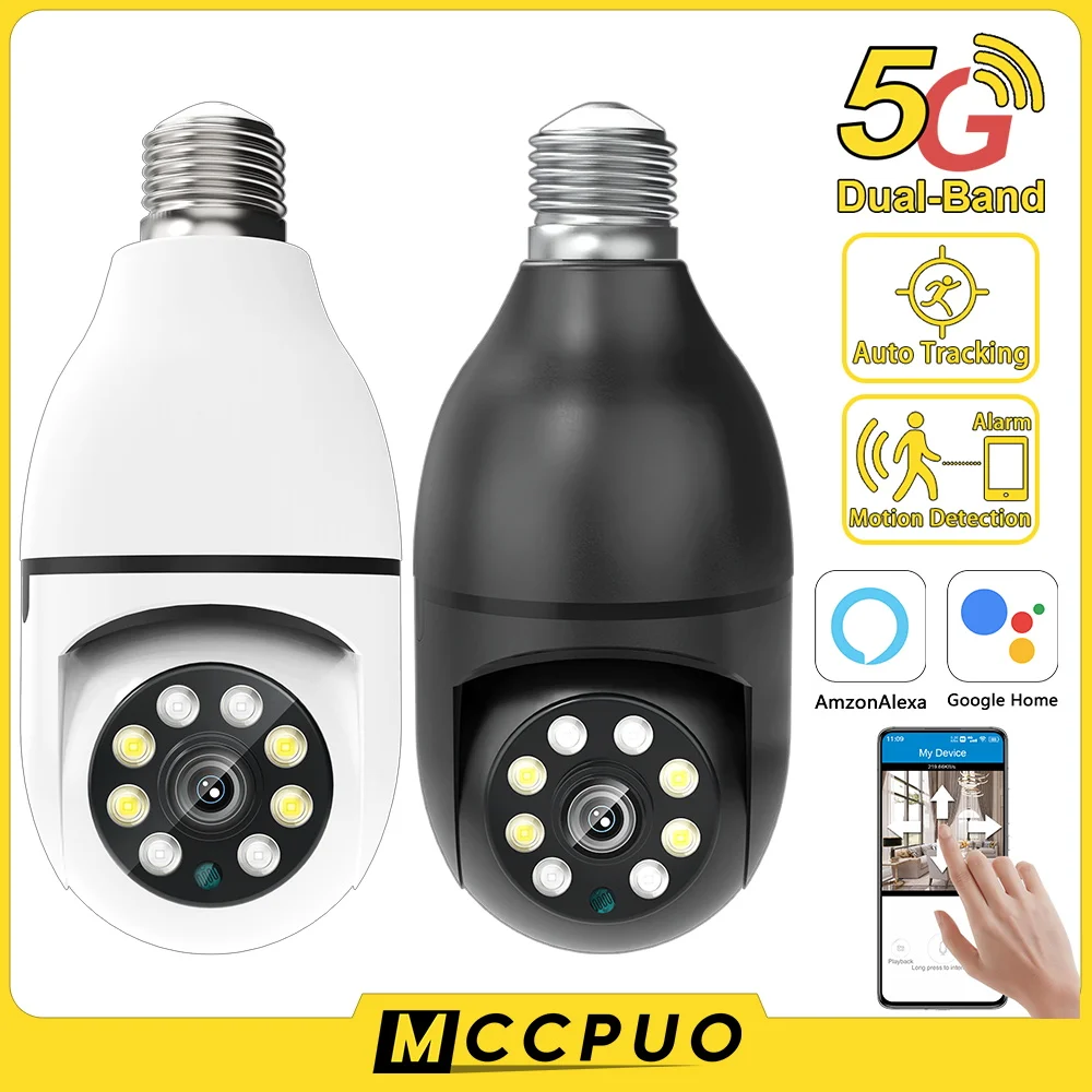 

Mccpuo 3MP WIFI E27 Bulb IP Camera 360 PTZ Auto Tracking True Wireless Lamp Surveillance Camera 20M Full Color Night Vision