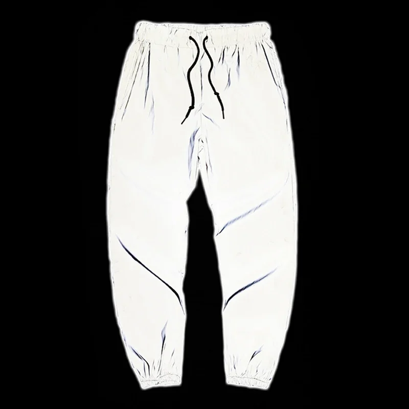 

Men Streetwear Night Hip hop Reflective casual pants fashion male Elastic waist Skateboard Harajuku Jogger trousers sweatpants