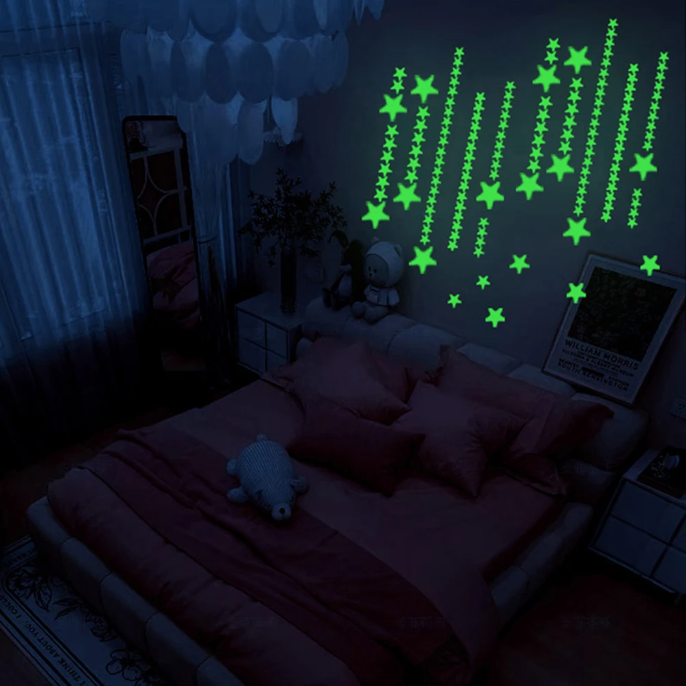Glow In The Dark Sterne Wandaufkleber Wiederverwendbare Schlafzimmer Decke Home Decor Leuchtende Wandaufkleber Für Kinder Babyzimmer DIY Dekor – Detail 9