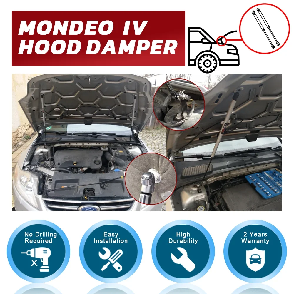 Front Bonnet Hood Modify Gas Struts Carbon Fiber Spring Damper Lift Support Absorber for Ford Mondeo mk4 Ford fiesta 2007-2013