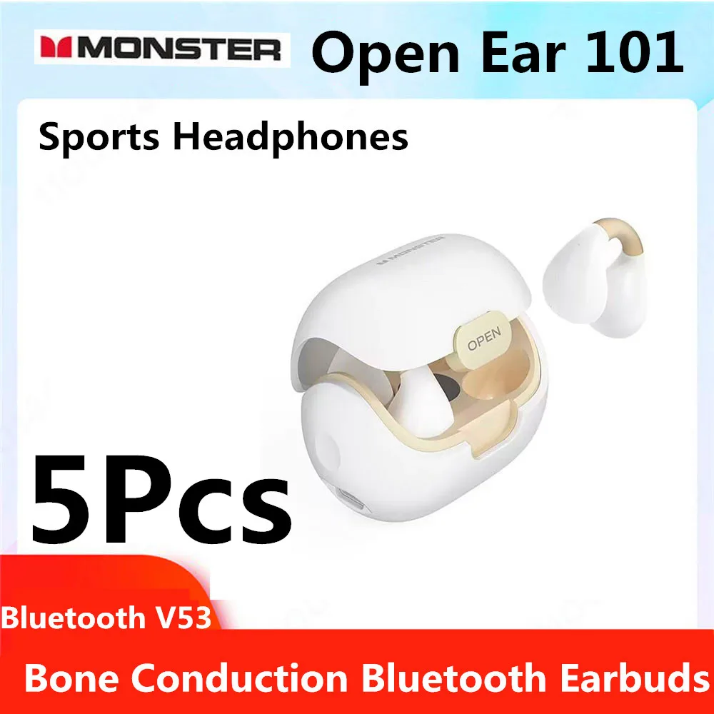 

5Pcs Monster Open Ear 101 TWS Bone Conduction Wireless Bluetooth Headset Sports Stereo HiFi Waterproof Touch Control Earphones