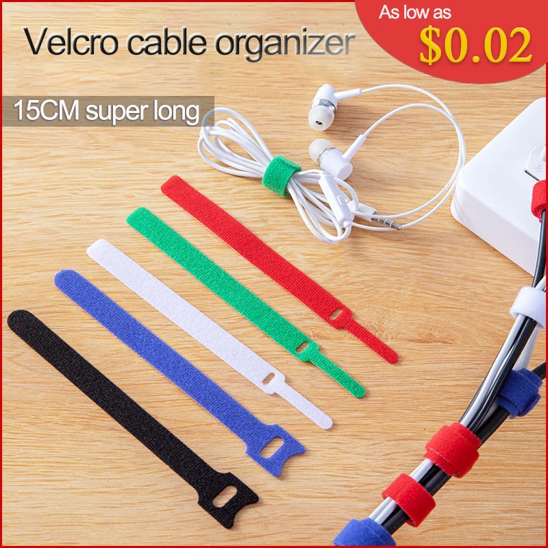 Description Picture 6 of item10/50pcs Adjustable Cord Ties Reusable Cable Ties Microfiber Hook Loop Cords Tape Storage Fastening Strap Tape Organizer