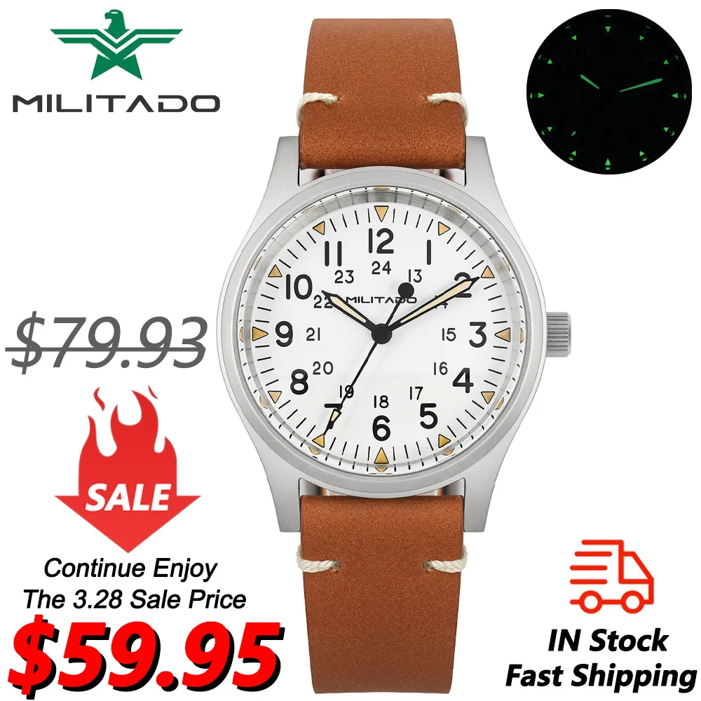 Militado ML02 Watch Men VH31 Quartz Movement Domed Sapphire Crystal Wristwatch Luminous 100m Waterproof Sport Watches PK RA03