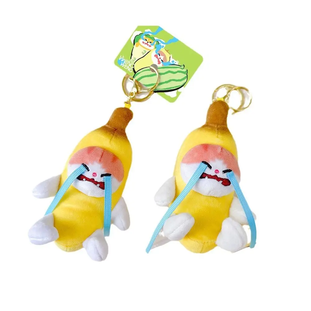 Creative with Cry Sound Banana Cat Voice Keychain Plush Banana Cat Doll Banana Key Chain Funny Funny Toys