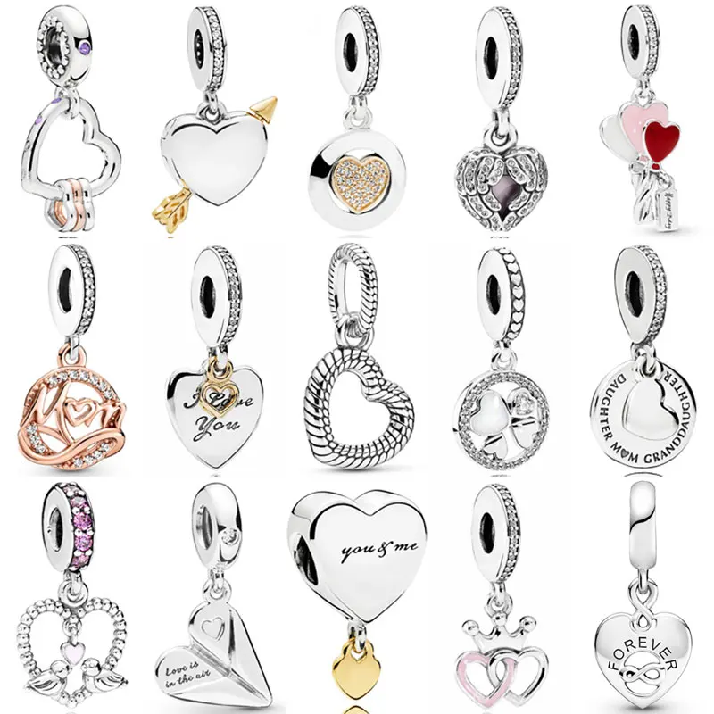 

New 925 Sterling Silver Charm Arrow of Love Signature Hearts Highlights Balloons Pendant Bead Fit Bracelet DIY Jewelry