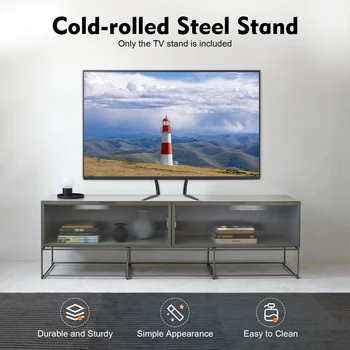 Compact TV Stand Premium Cold-Rolled Steel TV Rank Simple and Modern Design Max. 77.2 Lbs Strong Load-Capacity