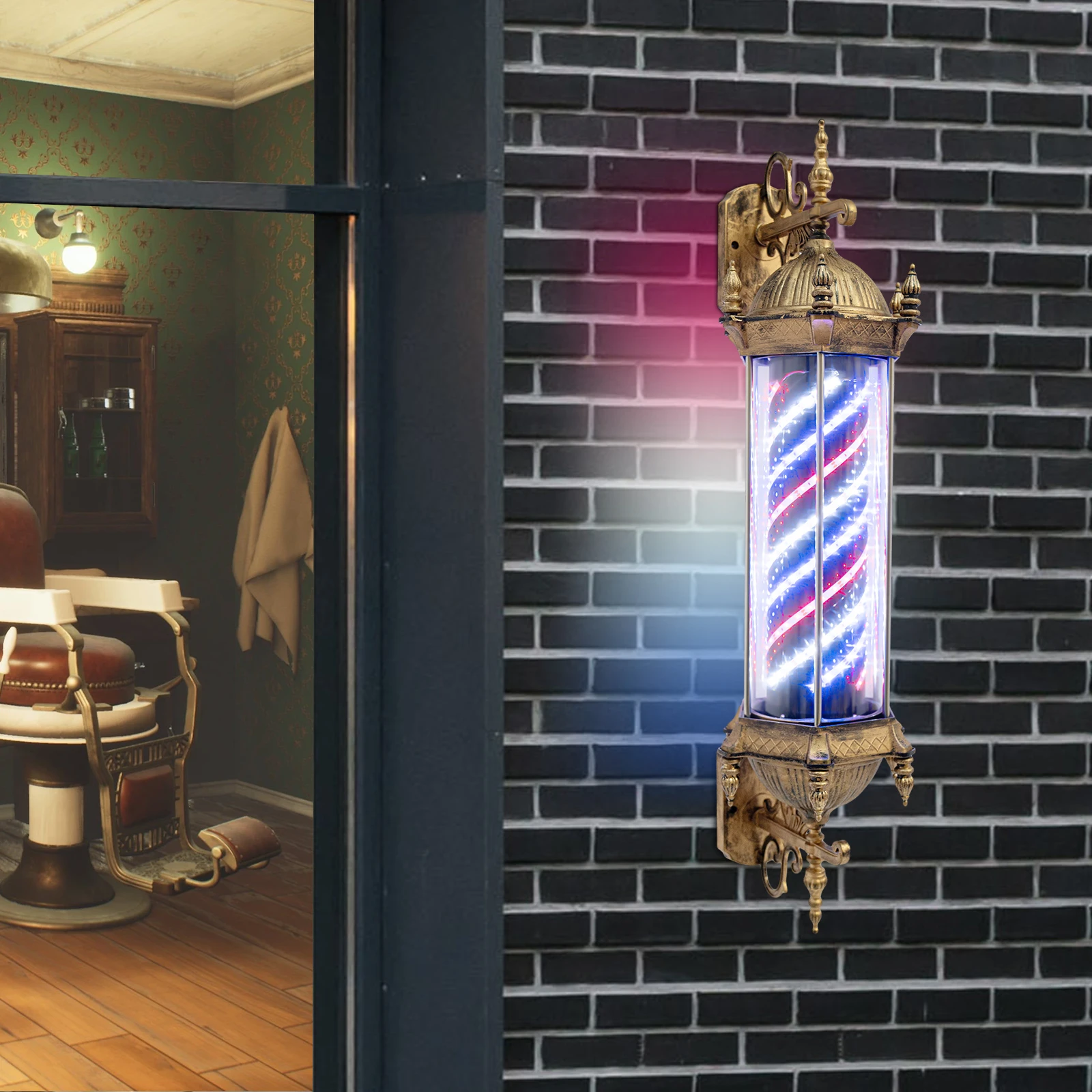 Rotating Vintage LED Barber Pole Light 3