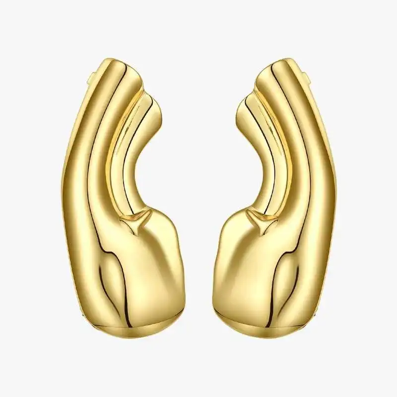 Ear Clip Earrings ENFASHION Punk Earlobe Ear Cuff Clip On Earrings for Women Gold Color Auricle Earings Without Piercing Fashion Jewelry