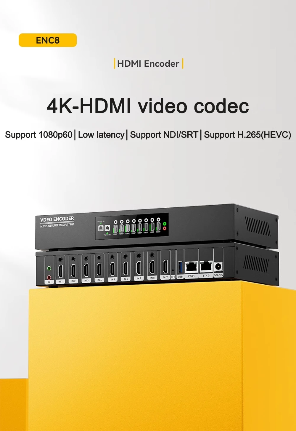 Link Pi ENC8 4K-HDMI Video Codec 8-channel HDMI Encoder 4K Decoder SRT NDI vMix