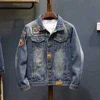 Retro Denim Jacket Men's Trendy Loose plus Size Casual Workwear American Style Spring Autumn Outerwear Fashionable Top