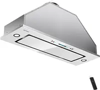 30" Range Hood Insert, Ductless Range Hood with 4 Speed Fan, White Stainless Steel & Tempered Glass Ran 1