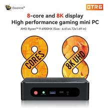  2023 Beelink Ryzen 9 6900HX GTR6 Mini PC Gamer Windows 11 Pro 32GB SSD 500GB 4K Dual Wifi 6E HDMI DP Gaming Computer VS GTR5 