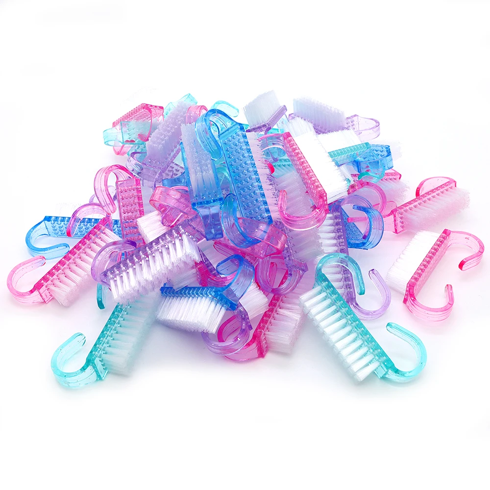Cleaning Nail Brushes Tools Colorful Plastic Dust Cleaner Art Manicure Pedicure Powder Soft Remover Brush 50Pcs/Lot