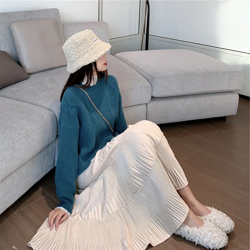 Pregnant Women New Autumn Winter Casual Skirt Simple Fashion Solid Color All-match Pleated Slim A-line Skirt Maternity Clothing