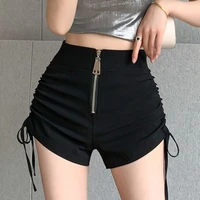 Womens Korean Drawstring Sexy Shorts Harajuku Zipper Lace-Up Yoga High Waist Pants Ladies Skinny Streetwear Shorts Plus Size - Image 3