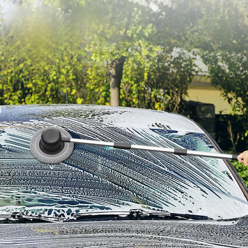 EAFC 3-teiliger Teleskop-Waschmopp für Elektroautos mit Chenille-Bürstenkopf 360 ° Rotierender automatischer Rotationsmopp für den Nass- und Trockengebrauch – Detail 5