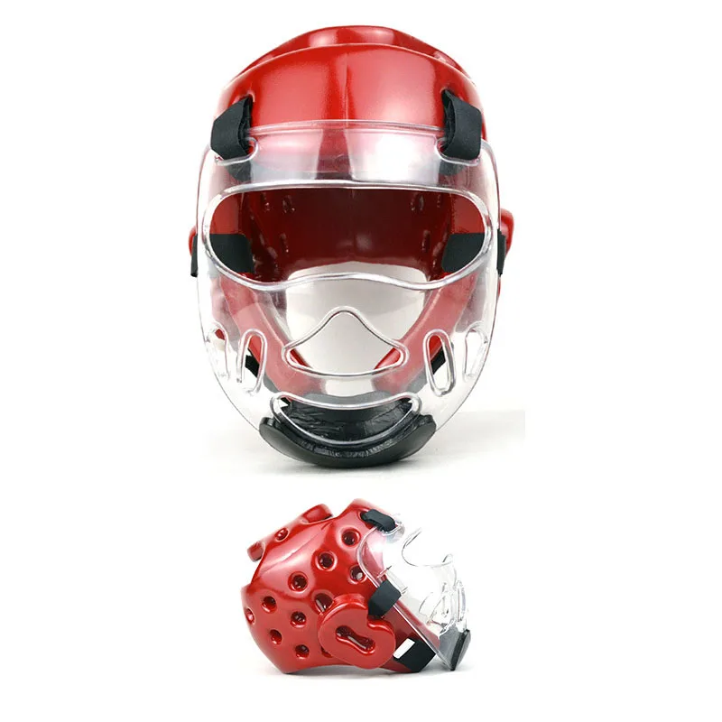 red helmet and mask
