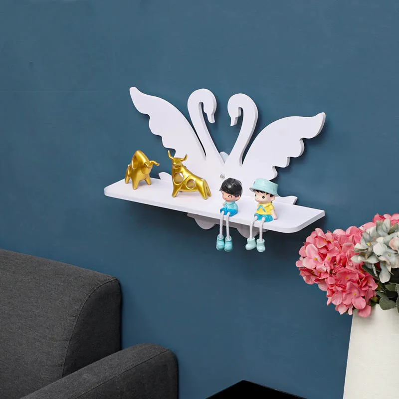 Nordic Creative Shelf Swan Storage Shelf Wall Hanging Cloud Hook Storage Rack Bedroom Book Home Kids Room DIY Decor Gifts
