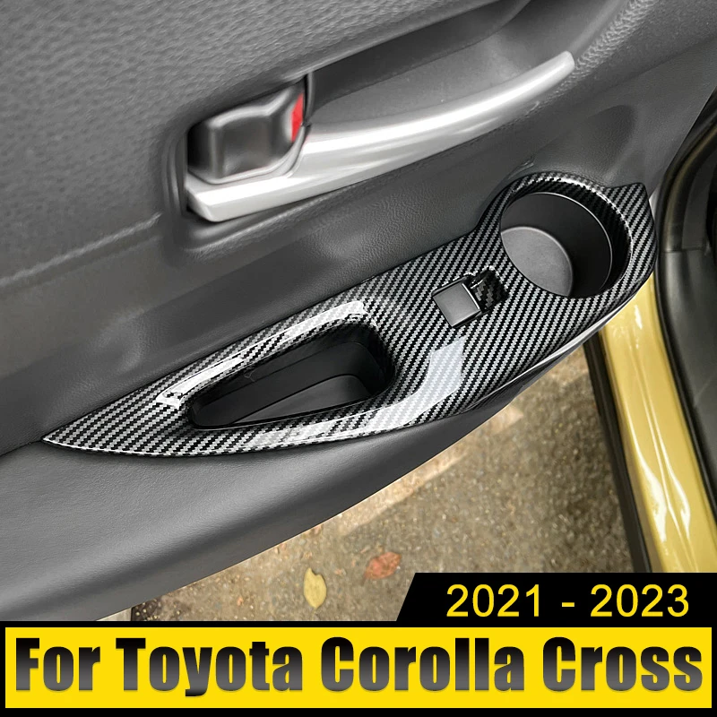 

For Toyota Corolla Cross XG10 2021 2022 2023 Hybrid ABS Car Door Armrest Panel Window Switch Lift Button Cover Trim Stickers