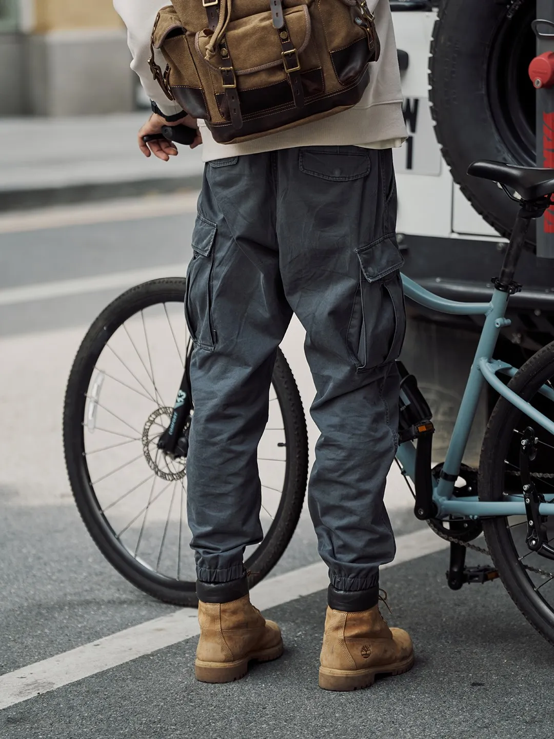 Spring Loose Tapered Cargo Pants Men Cotton Plus Size