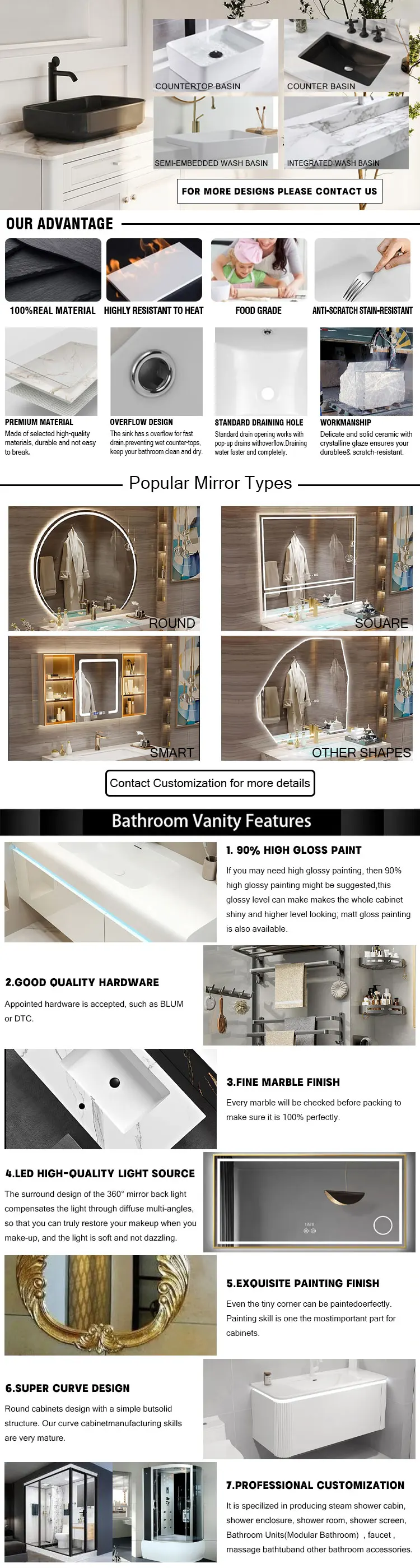 Description Picture 4 of itemHotel Bathroom Cabinet Vanity Customized with Mirror 42 Inch Modern waterproof  Cabinet